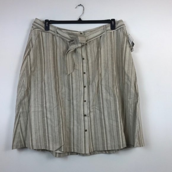 Bar III 20W Brown White Striped Skirt NWT AI57 - Picture 4 of 7